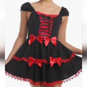 NWT Social Collision Hot Topic Red Bows Ruffles Corset Tiered S